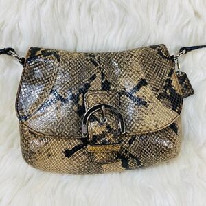 Coach Soho python embossed leather mini crossbody flap bag